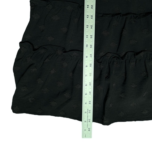 UMGEE Black Swiss Dot Mini Dress sz M Ruffles Balloon Sleeve Smocked Yoke #C3421 - Picture 5 of 10